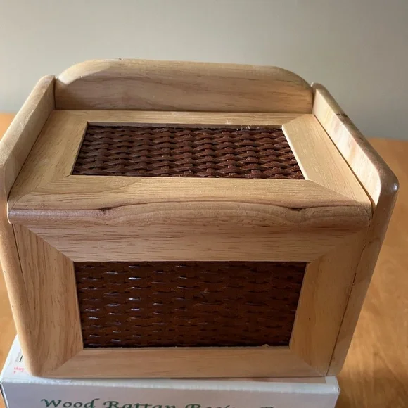 Wood Rattan Recipe Box
